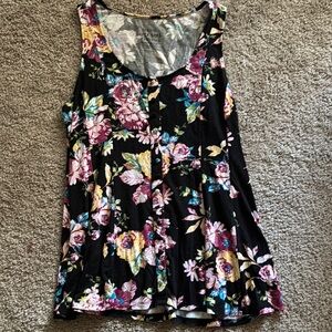 Torrid Black and Pink Pleated Sleeveless Tank Top